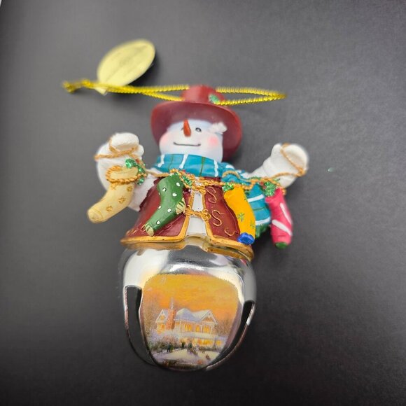 Bradford Exchange Kinkade Snow Bell‎ Ornament Set of 3 NIB - Picture 5 of 9